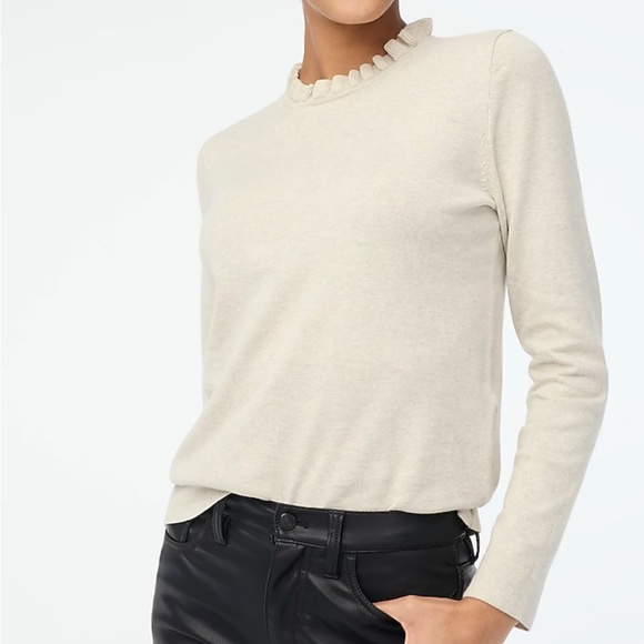 JCREW Factory Cotton Ruffle-neck Sweater - Picture 2 of 6